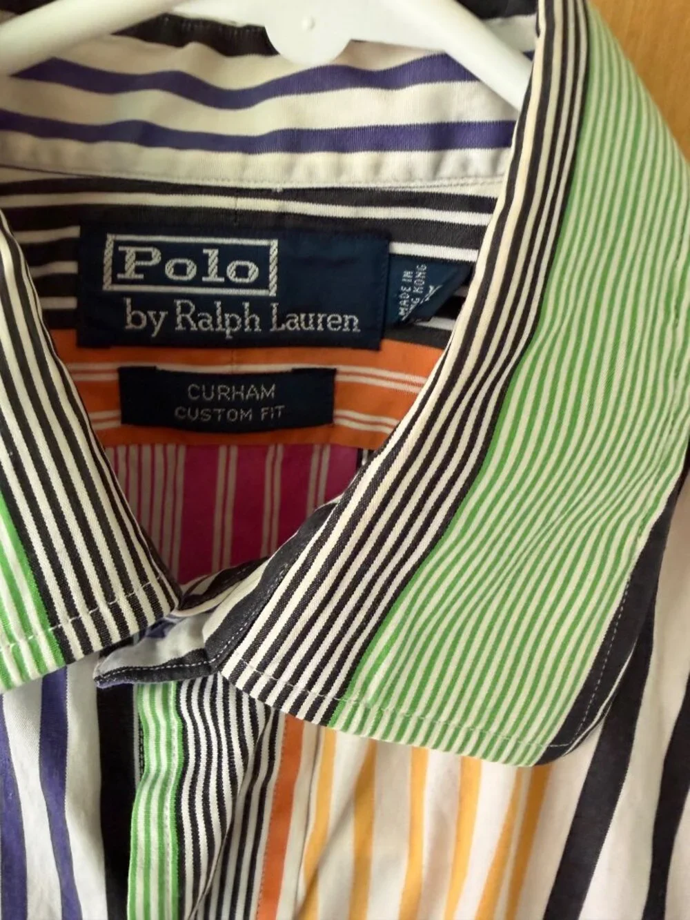Polo Ralph Lauren Mens Striped Shirt Size M Cotton Curham Custom Fit Vintage